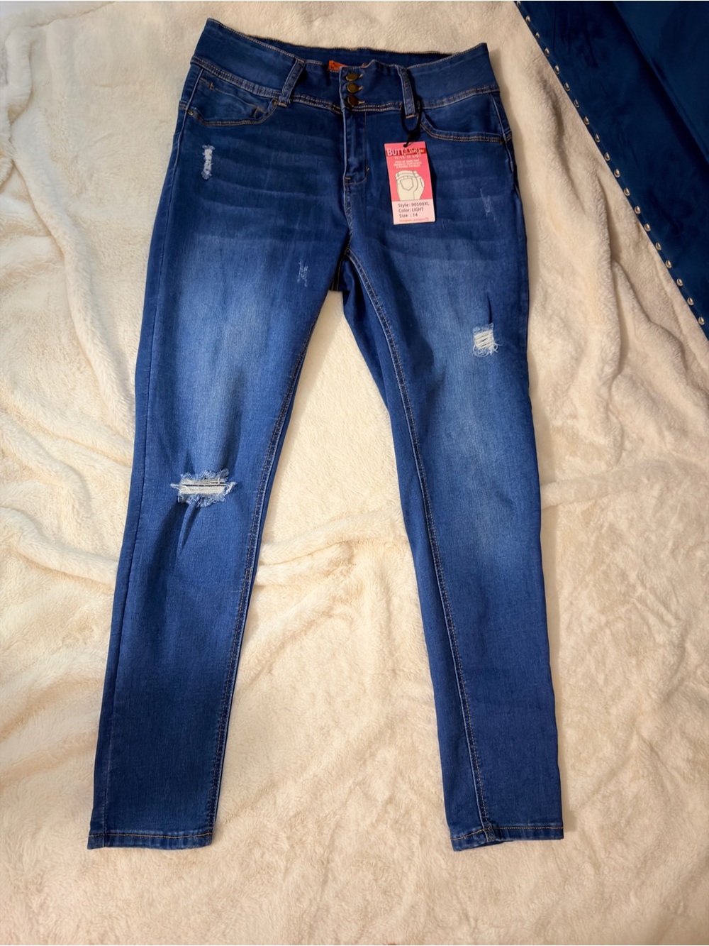 Women’s Distressed High-Rise Skinny Jeans - Dark Blue